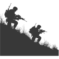 AI generated silhouette of a modern war situation black color only png