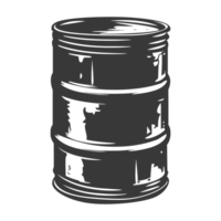 AI generated Silhouette of drum or barrel black color only png