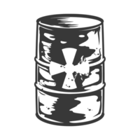 AI generated Silhouette of drum or barrel with radioactive symbol black color only png