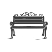 AI generated Silhouette Park bench black color only png