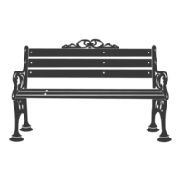 AI generated Silhouette Park bench black color only png