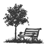 AI generated Silhouette Park bench black color only png