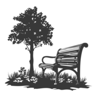 AI generated Silhouette Park bench black color only png