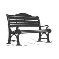 AI generated Silhouette Park bench black color only png