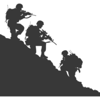 AI generated silhouette of a modern war situation black color only png