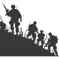 AI generated silhouette of a modern war situation black color only png