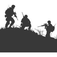 AI generated silhouette of a modern war situation black color only png