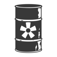 AI generated Silhouette of drum or barrel with radioactive symbol black color only png