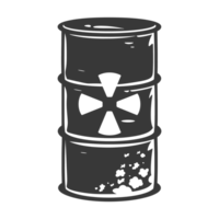 AI generated Silhouette of drum or barrel with radioactive symbol black color only png