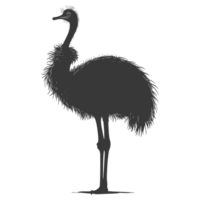 AI generated Silhouette ostrich animal black color only full body png