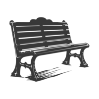 AI generated Silhouette Park bench black color only png