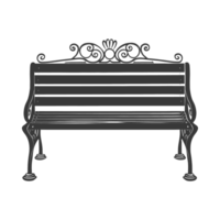 AI generated Silhouette Park bench black color only png