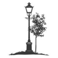 AI generated Silhouette Park lamp black color only png