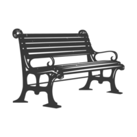 AI generated Silhouette Park bench black color only png