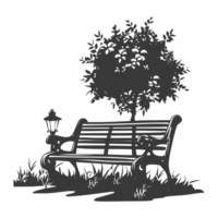 AI generated Silhouette Park bench black color only png