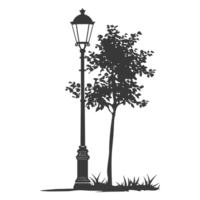 AI generated Silhouette Park lamp black color only png