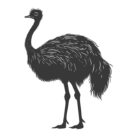 AI generated Silhouette ostrich animal black color only full body png