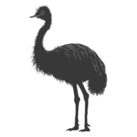 AI generated Silhouette ostrich animal black color only full body png