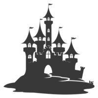 AI generated Silhouette sand castle black color only png