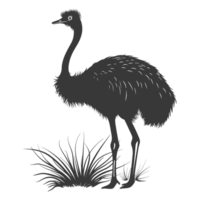 ai gerado silhueta avestruz animal Preto cor só cheio corpo png