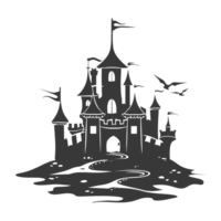 AI generated Silhouette sand castle black color only png