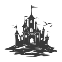 ai generiert Silhouette Sand Schloss schwarz Farbe nur png