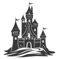 AI generated Silhouette sand castle black color only png