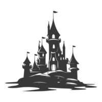 AI generated Silhouette sand castle black color only png