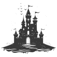 AI generated Silhouette sand castle black color only png