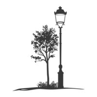 AI generated Silhouette Park lamp black color only png