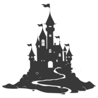 AI generated Silhouette sand castle black color only png