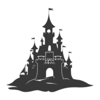 AI generated Silhouette sand castle black color only png