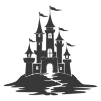 AI generated Silhouette sand castle black color only png