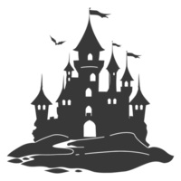 AI generated Silhouette sand castle black color only png