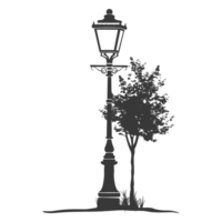 AI generated Silhouette Park lamp black color only png