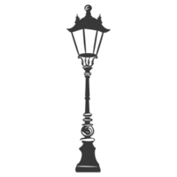 AI generated Silhouette Park lamp black color only png