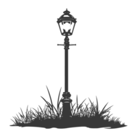 AI generated Silhouette Park lamp black color only png