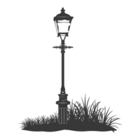 AI generated Silhouette Park lamp black color only png