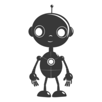 AI generated Silhouette cute robot black color only full body png