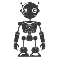 ai generado silueta linda robot negro color solamente lleno cuerpo png