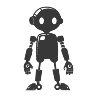 ai generado silueta linda robot negro color solamente lleno cuerpo png