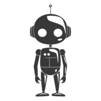 AI generated Silhouette cute robot black color only full body png