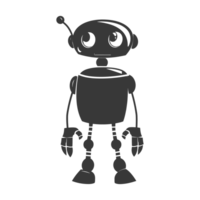 AI generated Silhouette cute robot black color only full body png