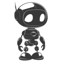 AI generated Silhouette cute robot black color only full body png