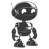 AI generated Silhouette cute robot black color only full body png