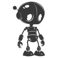 AI generated Silhouette cute robot black color only full body png