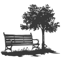 AI generated Silhouette Park bench black color only png