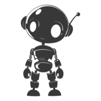 AI generated Silhouette cute robot black color only full body png