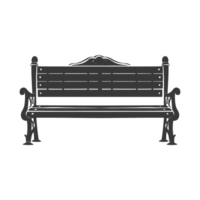 AI generated Silhouette Park bench black color only png