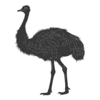 AI generated Silhouette ostrich animal black color only full body png